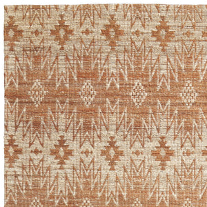 Homeroots 5' X 8' Orange And Tan Geometric Hand Woven Area Rug Orange Jute 565909