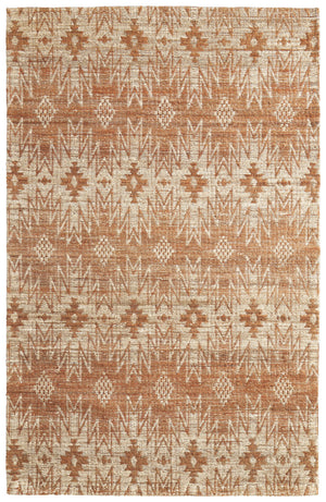 Homeroots 5' X 8' Orange And Tan Geometric Hand Woven Area Rug Orange Jute 565909