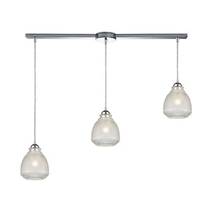 Victoriana 38'' Wide 3-Light Slim Linear Pendant - Polished Chrome with Clear Crosshatched Glass 56590/3L Elk Lighting