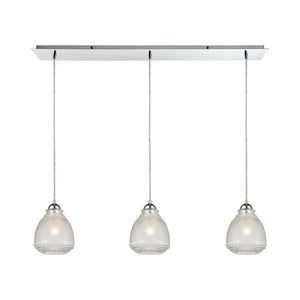 Victoriana 36'' Wide 3-Light Linear Pendant - Polished Chrome with Clear Crosshatched Glass 56590/3LP Elk Lighting