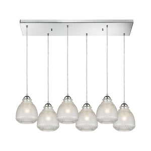 Victoriana 32'' Wide 6-Light Rectangular Pendant - Polished Chrome with Clear Crosshatched Glass 56590/6RC Elk Lighting