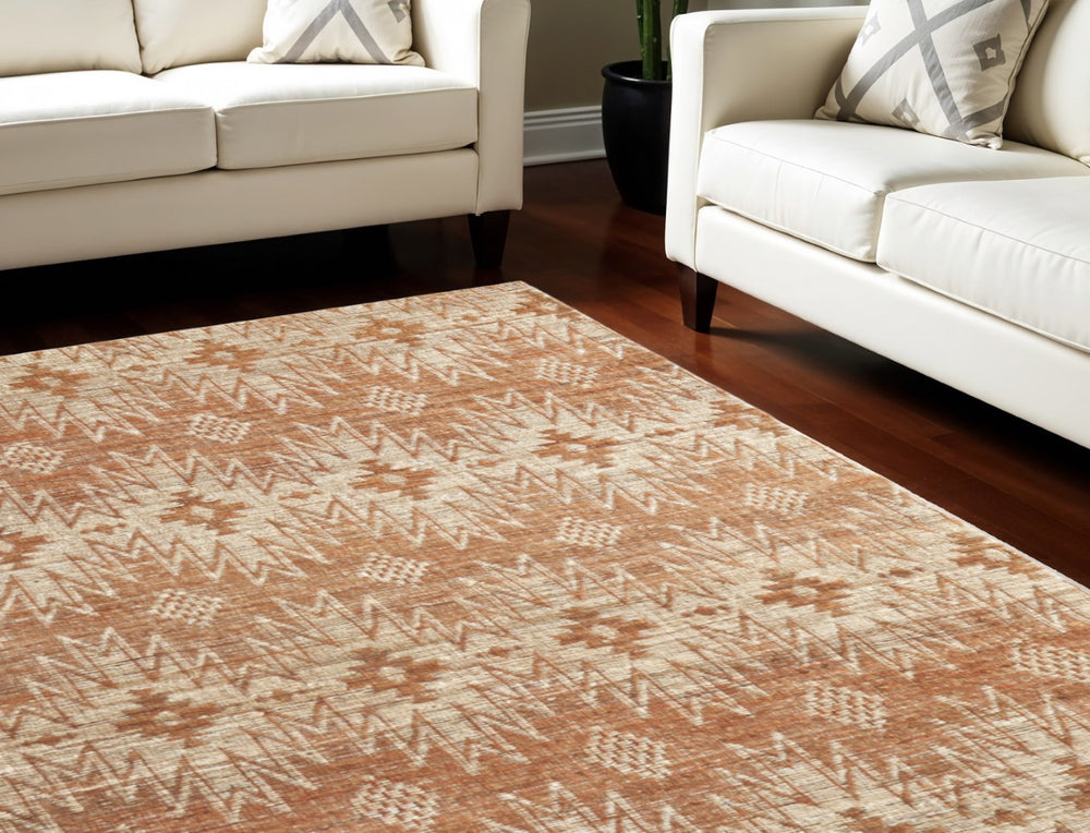 HomeRoots 5' Hand-Woven Tan and Gray Geometric Area Rug for Contemporary Style in Any Room - Durable & Versatile 8' X 11' 565910