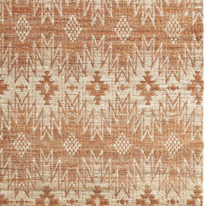Homeroots 8' X 11' Orange And Tan Geometric Hand Woven Area Rug Orange Jute 565910