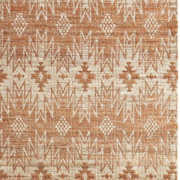 Homeroots 8' X 11' Orange And Tan Geometric Hand Woven Area Rug Orange Jute 565910