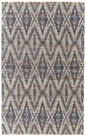 Homeroots 5' X 8' Tan And Gray Geometric Hand Woven Area Rug Gray Jute 565911
