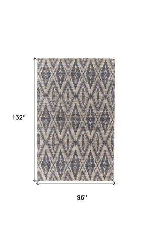 Homeroots 8' X 11' Tan And Gray Geometric Hand Woven Area Rug Gray Jute 565912