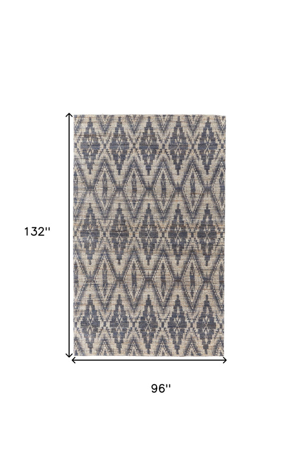 Homeroots 8' X 11' Tan And Gray Geometric Hand Woven Area Rug Gray Jute 565912