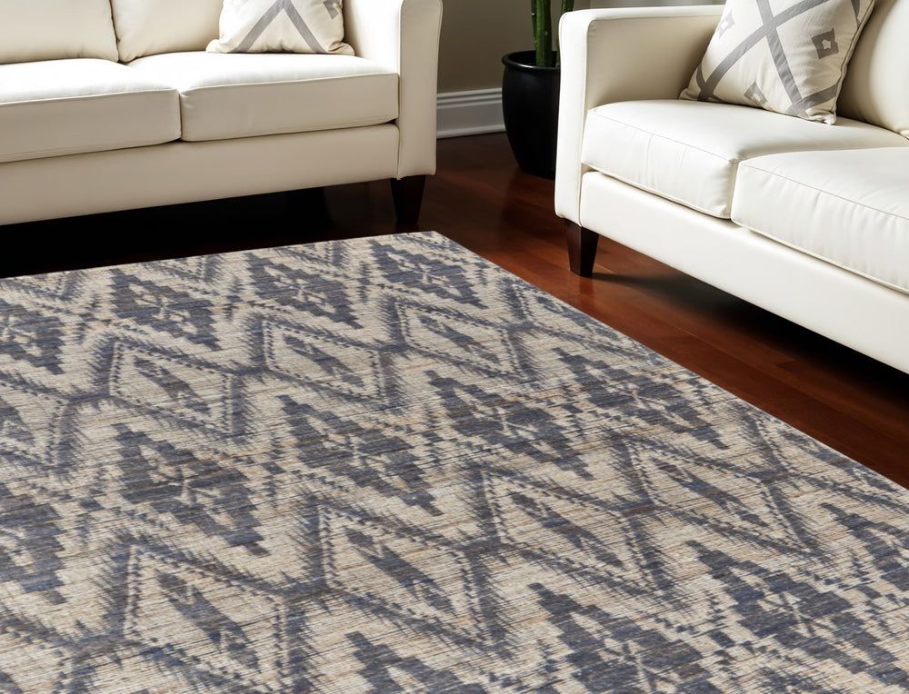 Homeroots 8' X 11' Tan And Gray Geometric Hand Woven Area Rug Gray Jute 565912