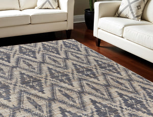 Homeroots 8' X 11' Tan And Gray Geometric Hand Woven Area Rug Gray Jute 565912