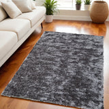 Homeroots 5' X 8' Gray Shag Hand Tufted Area Rug Gray Polyester 565913