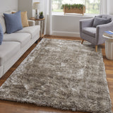 Homeroots 5' X 8' Gold Shag Hand Tufted Area Rug Gold Polyester 565914