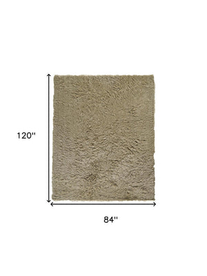 HomeRoots 5' Tan Shag Hand-Tufted Area Rug - Luxurious Soft Texture for Modern & Traditional Home Decor 7' X 10' 565917