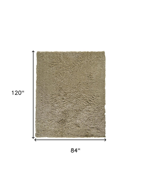 HomeRoots 5' Tan Shag Hand-Tufted Area Rug - Luxurious Soft Texture for Modern & Traditional Home Decor 7' X 10' 565917