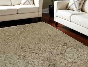 HomeRoots 5' Tan Shag Hand-Tufted Area Rug - Luxurious Soft Texture for Modern & Traditional Home Decor 7' X 10' 565917