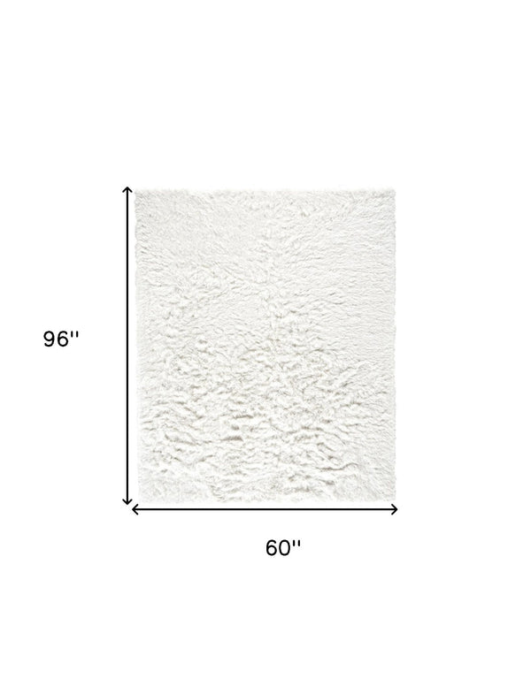 HomeRoots 5' Tan Shag Hand-Tufted Area Rug - Luxurious Soft Texture for Modern & Traditional Home Decor 5' X 8' 565921