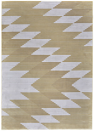 Homeroots 7' X 10' White Gray And Gold Geometric Power Loom Area Rug Gold Polypropylene 565928