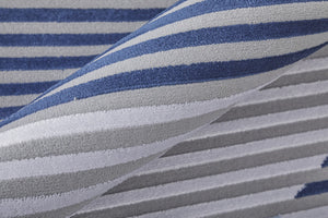 Homeroots 7' X 10' Blue White And Gray Geometric Power Loom Area Rug Blue Polypropylene 565931