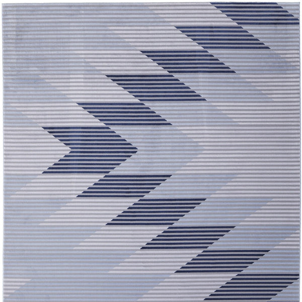 Homeroots 7' X 10' Blue White And Gray Geometric Power Loom Area Rug Blue Polypropylene 565931