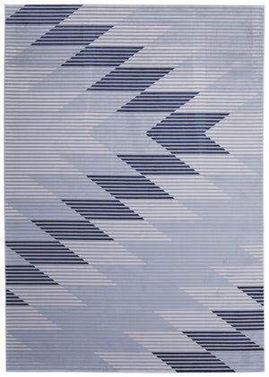 Homeroots 8' X 11' Blue White And Gray Geometric Power Loom Area Rug Blue Polypropylene 565932