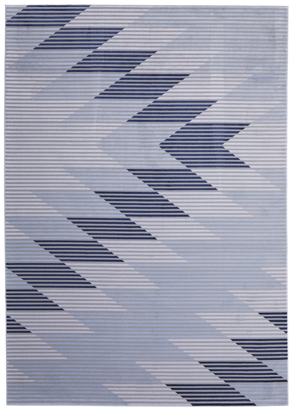 Homeroots 8' X 11' Blue White And Gray Geometric Power Loom Area Rug Blue Polypropylene 565932