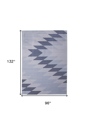 Homeroots 8' X 11' Blue White And Gray Geometric Power Loom Area Rug Blue Polypropylene 565932