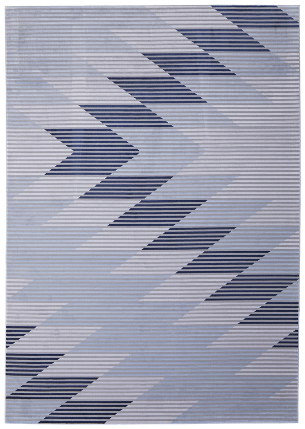 Homeroots 8' X 11' Blue White And Gray Geometric Power Loom Area Rug Blue Polypropylene 565932