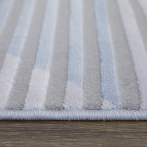 Homeroots 10' X 13' Blue White And Gray Geometric Power Loom Area Rug Blue Polypropylene 565933