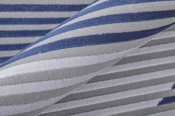 Homeroots 10' X 13' Blue White And Gray Geometric Power Loom Area Rug Blue Polypropylene 565933