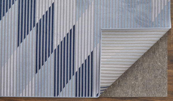 Homeroots 10' X 13' Blue White And Gray Geometric Power Loom Area Rug Blue Polypropylene 565933