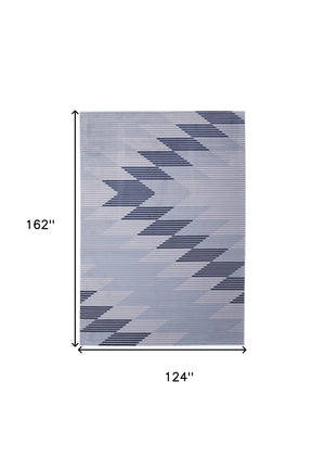 Homeroots 10' X 13' Blue White And Gray Geometric Power Loom Area Rug Blue Polypropylene 565933