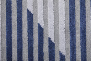 Homeroots 8' Blue White And Gray Geometric Power Loom Runner Rug Blue Polypropylene 565934