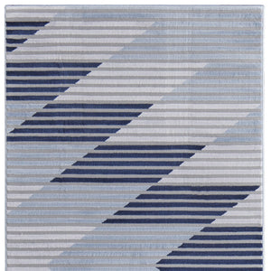 Homeroots 8' Blue White And Gray Geometric Power Loom Runner Rug Blue Polypropylene 565934