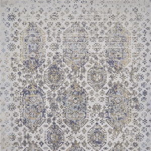 Homeroots 5' X 7' Blue White And Gray Oriental Power Loom Worn Faded Area Rug White Polypropylene 565936