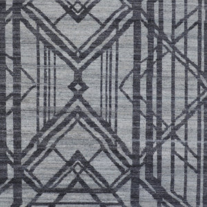 HomeRoots 5' Hand-Knotted Gray and Blue Wool Area Rug – Modern Geometric Design for Durable, Stylish Living Spaces 5' X 8' 565941