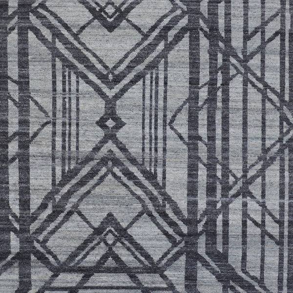 HomeRoots 5' Hand-Knotted Gray and Blue Wool Area Rug – Modern Geometric Design for Durable, Stylish Living Spaces 5' X 8' 565941