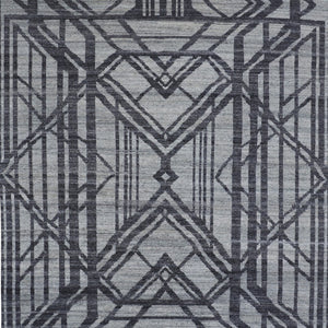 HomeRoots 5' Hand-Knotted Gray and Blue Wool Area Rug – Modern Geometric Design for Durable, Stylish Living Spaces 5' X 8' 565941
