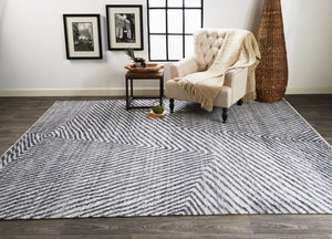 HomeRoots 5' Gray Wool Hand-Knotted Area Rug – Modern Abstract Design, Durable, Stain-Resistant & Unique Texture 565943