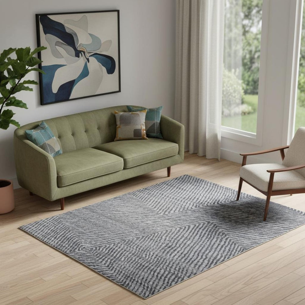 HomeRoots 5' Gray Wool Hand-Knotted Area Rug – Modern Abstract Design, Durable, Stain-Resistant & Unique Texture 565943