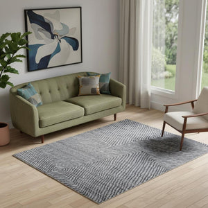 HomeRoots 5' Gray Wool Hand-Knotted Area Rug – Modern Abstract Design, Durable, Stain-Resistant & Unique Texture 565943