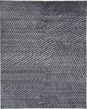 HomeRoots 5' Gray Wool Hand-Knotted Area Rug – Modern Abstract Design, Durable, Stain-Resistant & Unique Texture 565943