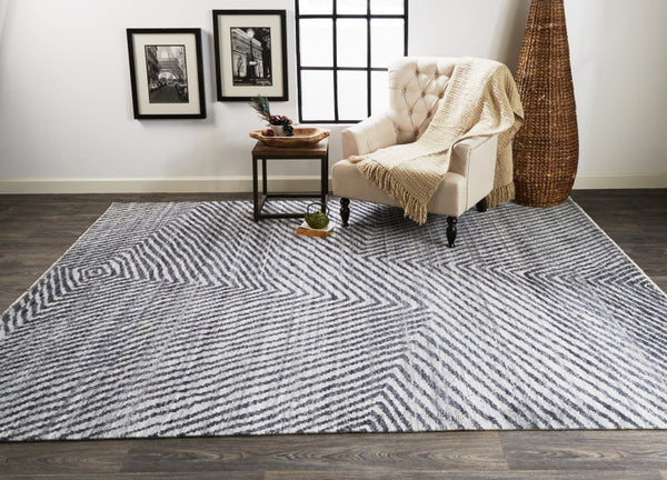 HomeRoots 5' Gray Wool Hand-Knotted Area Rug – Modern Abstract Design, Durable, Stain-Resistant & Unique Texture 565943