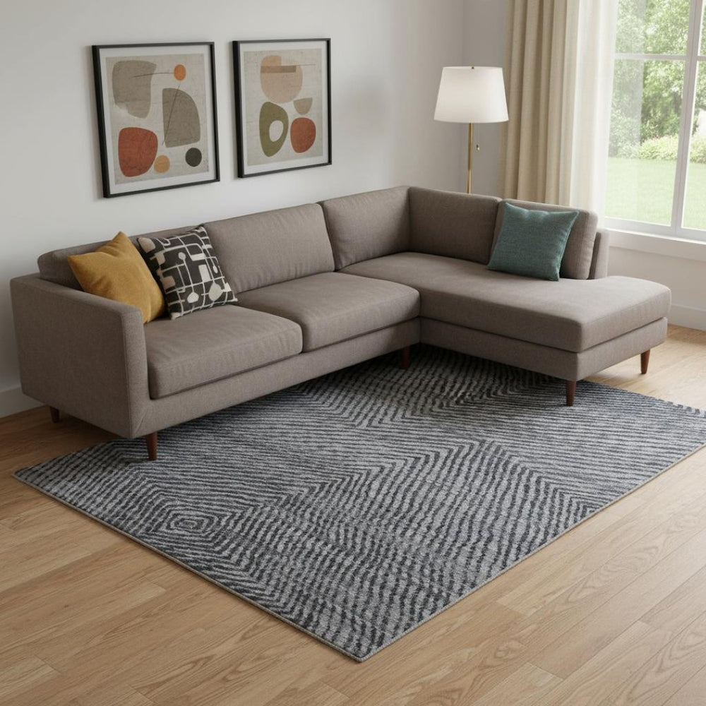 HomeRoots 8' X 10' Gray Wool Abstract Hand Knotted Area Rug - Durable, Stylish, Pet-Friendly Design for Your Home 565944