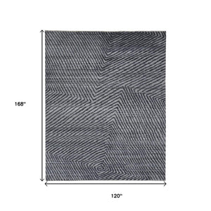 HomeRoots 10' Gray Wool Abstract Hand-Knotted Area Rug - Contemporary Design, Durable, Stain-Resistant, Soft Feel 565945