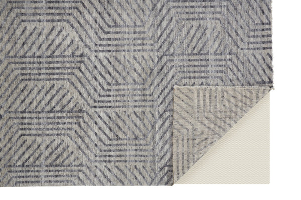 HomeRoots 5' Geometric Hand-Knotted Wool Area Rug - Stylish Tan and Gray Design for Modern Living Spaces 5' X 8' 565946