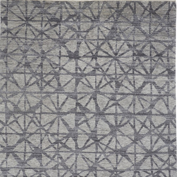 HomeRoots 5' Hand-Knotted Gray Wool Area Rug with Distressed Geometric Design for Modern Elegance & Comfort 5' X 8' 565947