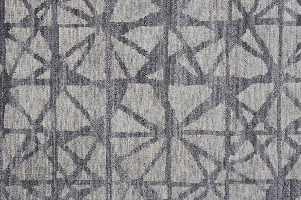 HomeRoots 5' Hand-Knotted Gray Wool Area Rug with Distressed Geometric Design for Modern Elegance & Comfort 5' X 8' 565947