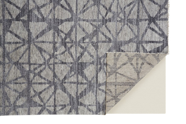 HomeRoots 5' Hand-Knotted Gray Wool Area Rug with Distressed Geometric Design for Modern Elegance & Comfort 5' X 8' 565947