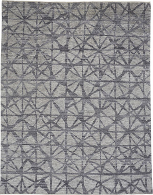 HomeRoots 5' Hand-Knotted Gray Wool Area Rug with Distressed Geometric Design for Modern Elegance & Comfort 5' X 8' 565947