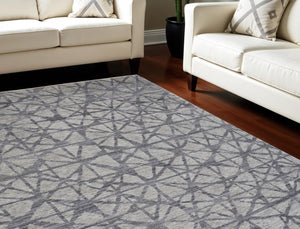 HomeRoots 5' Hand-Knotted Gray Wool Area Rug with Distressed Geometric Design for Modern Elegance & Comfort 10' X 14' 565948