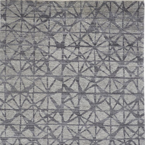 HomeRoots 5' Hand-Knotted Gray Wool Area Rug with Distressed Geometric Design for Modern Elegance & Comfort 10' X 14' 565948